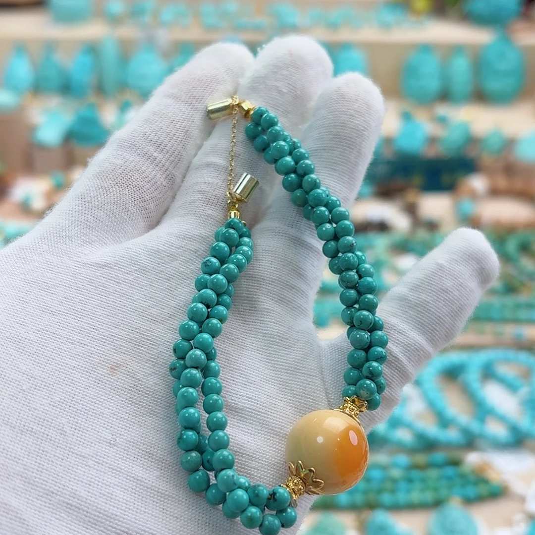 绿松石银S925镶嵌珠宝奇石3.8