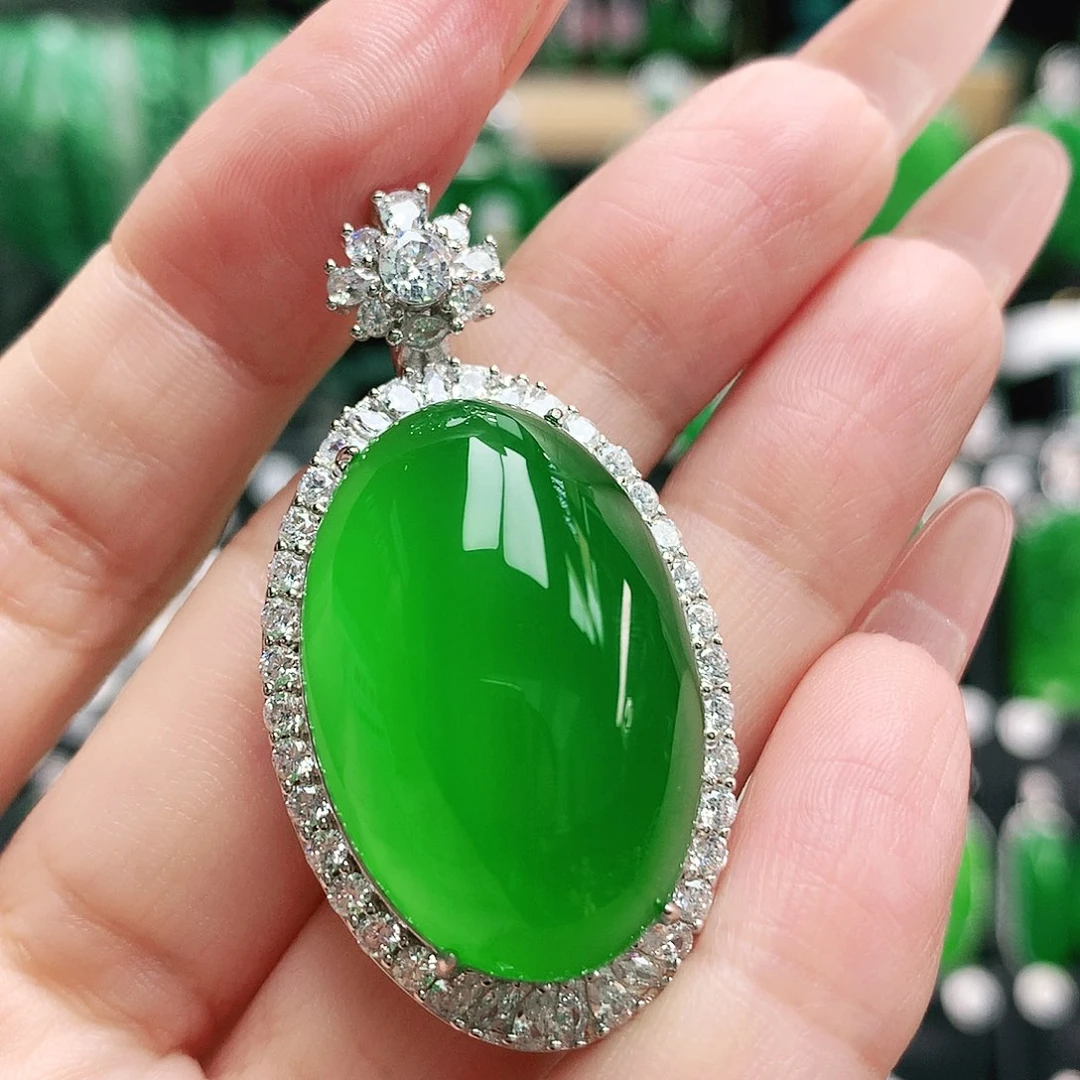 玛瑙/玉髓银S925镶嵌吊坠