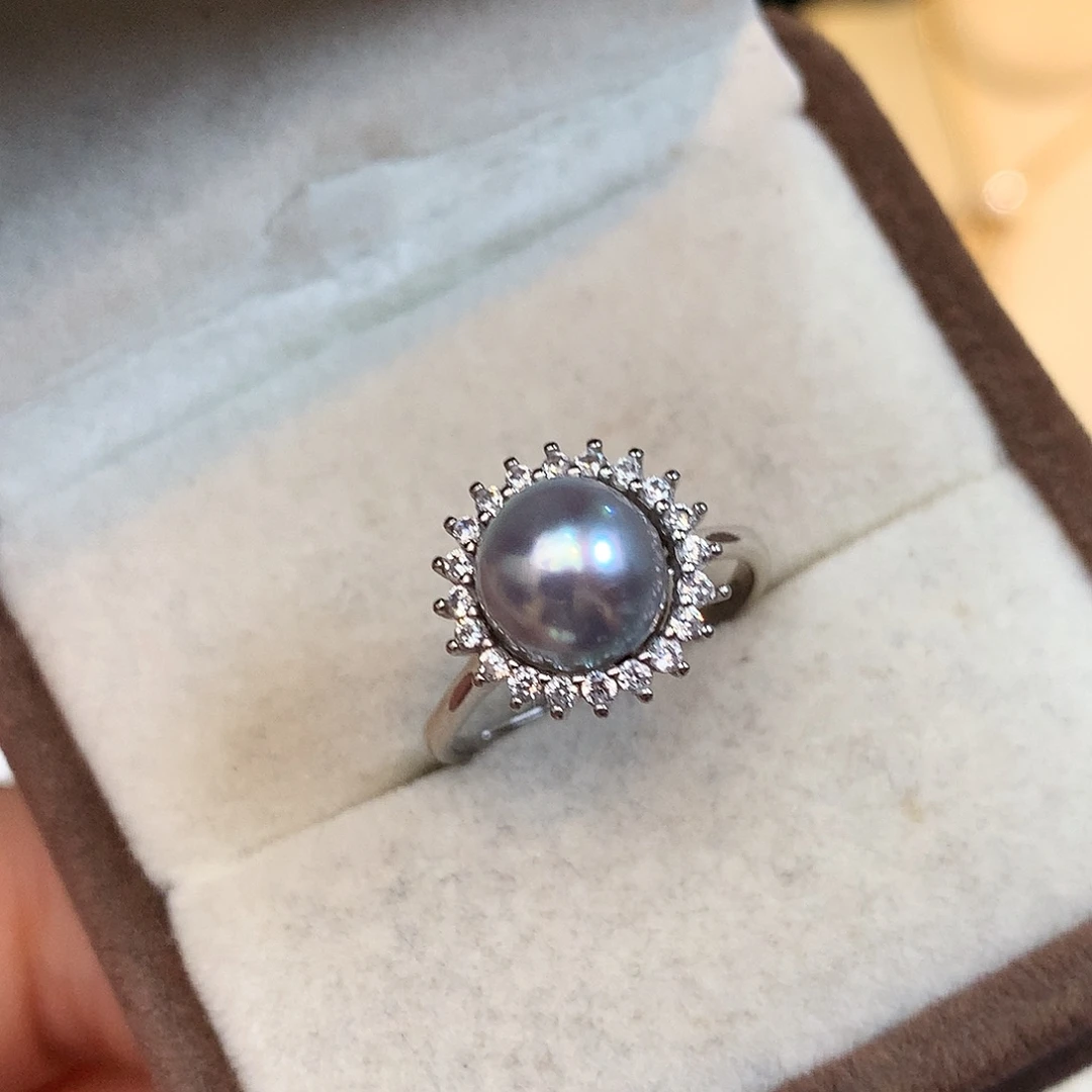 戒指银S925镶嵌海水珍珠