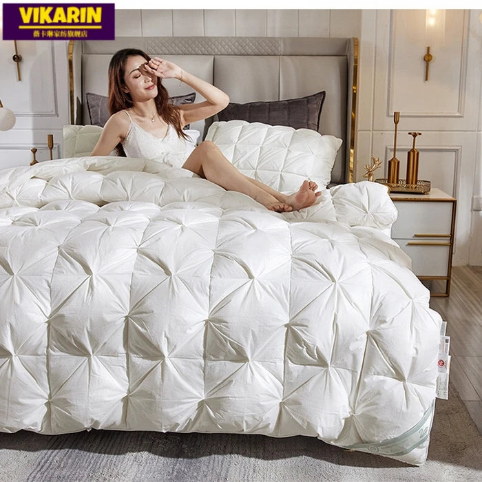 正品95白鹅绒被子五星级酒店100%羽绒家用双人保暖被立体被芯冬被