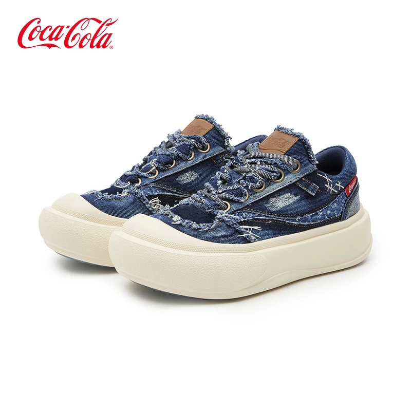 Coca-Cola/可口可乐 歪歪复古牛仔显高防滑耐磨休闲大头板鞋