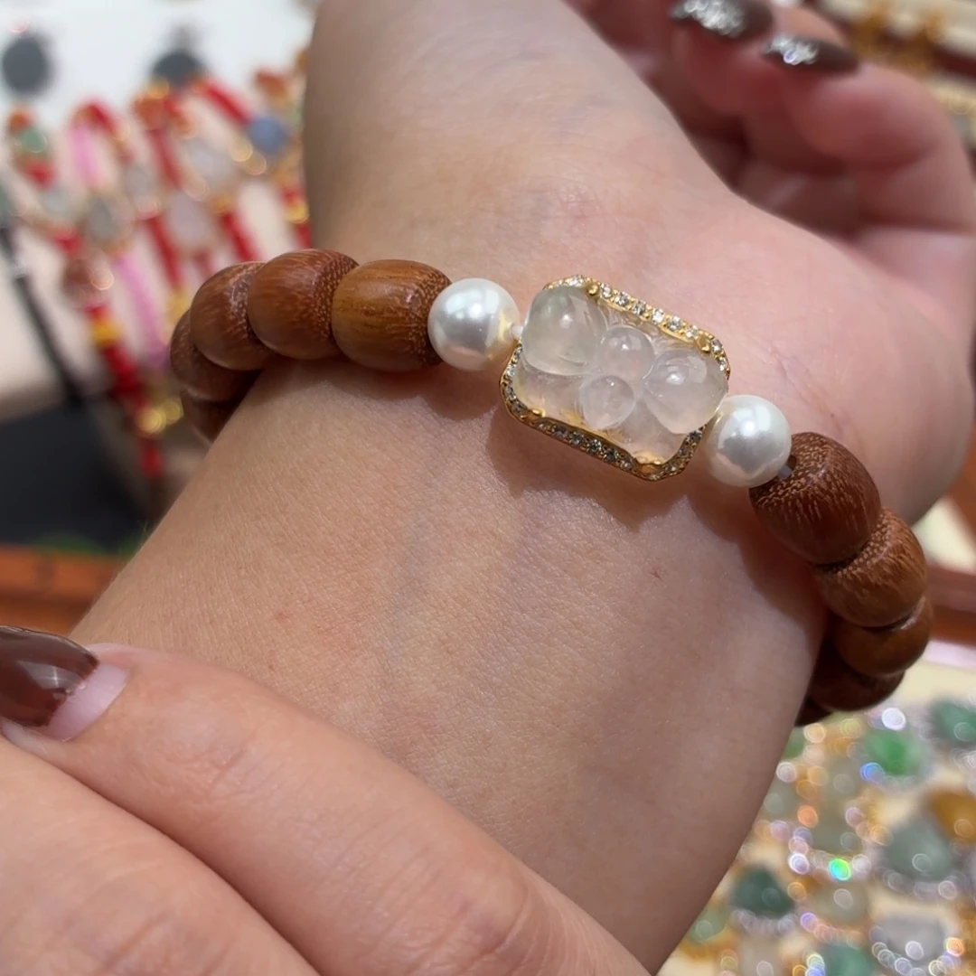 翡翠银S925镶嵌颈饰手串