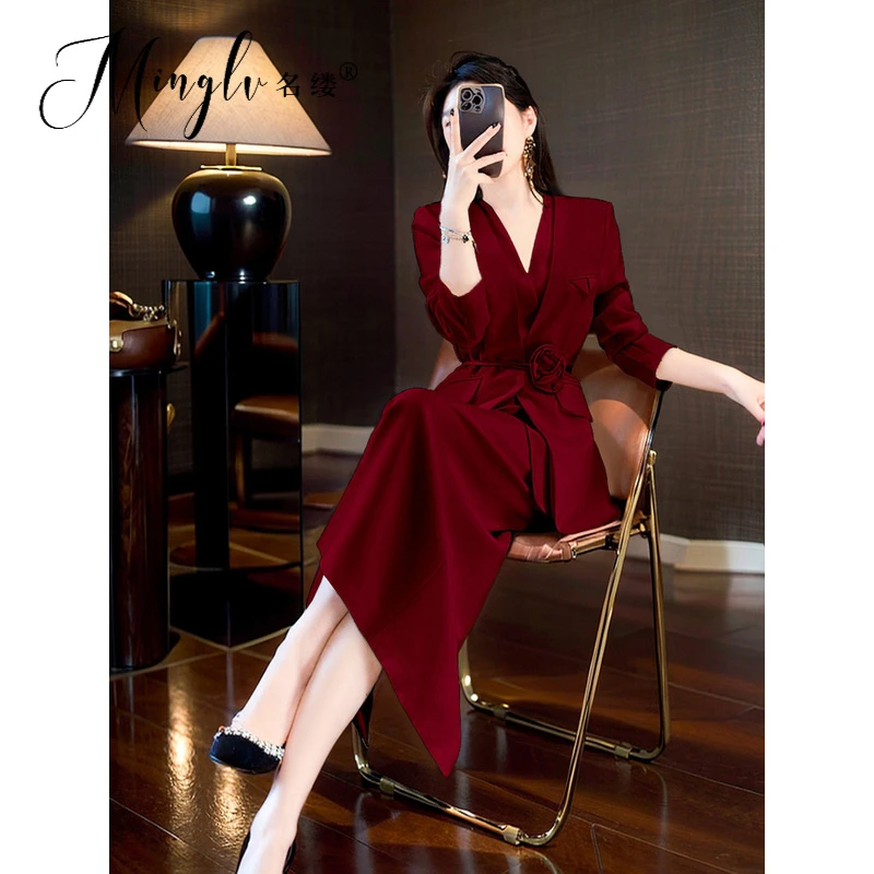 一整套韩系穿搭职业套装2025年秋季正式场合时尚西服半身裙两件套