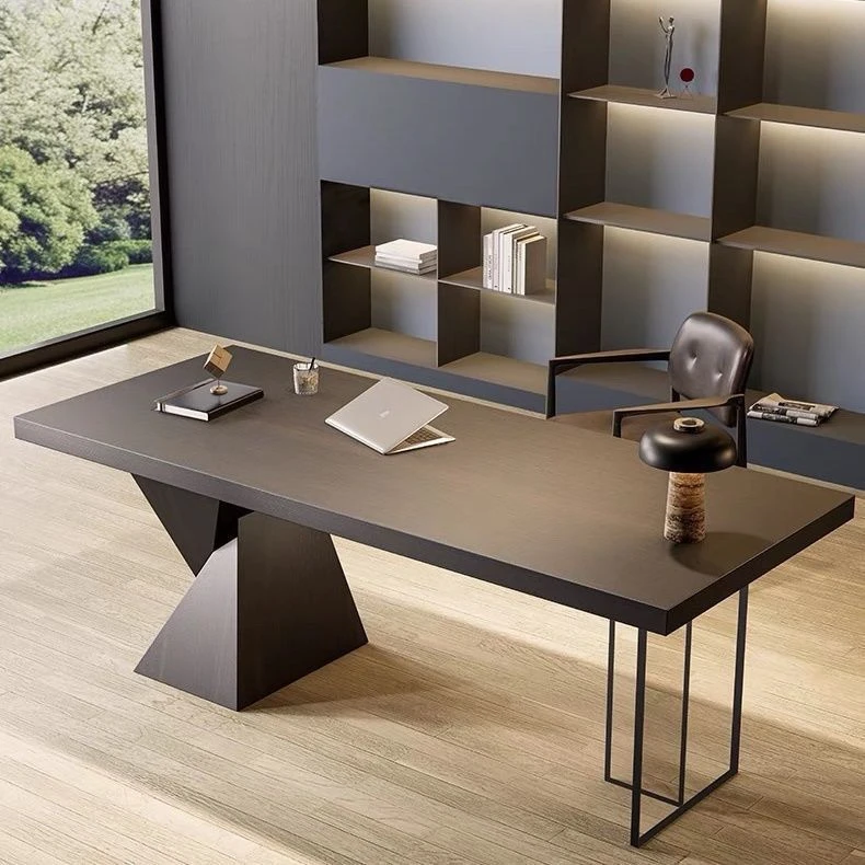 意式极简简轻奢家用书桌现代办公桌写字台桌子书房简约电脑桌