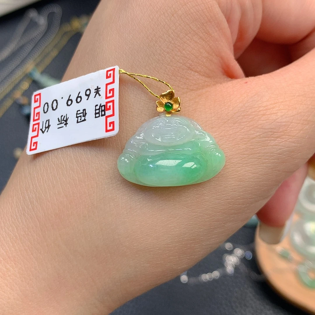 吊坠(不含链)18K金镶嵌翡翠翡翠