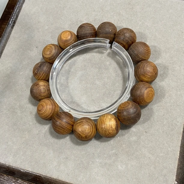 B788老山黑肉横纹 卡1.5cm圆珠单圈手串