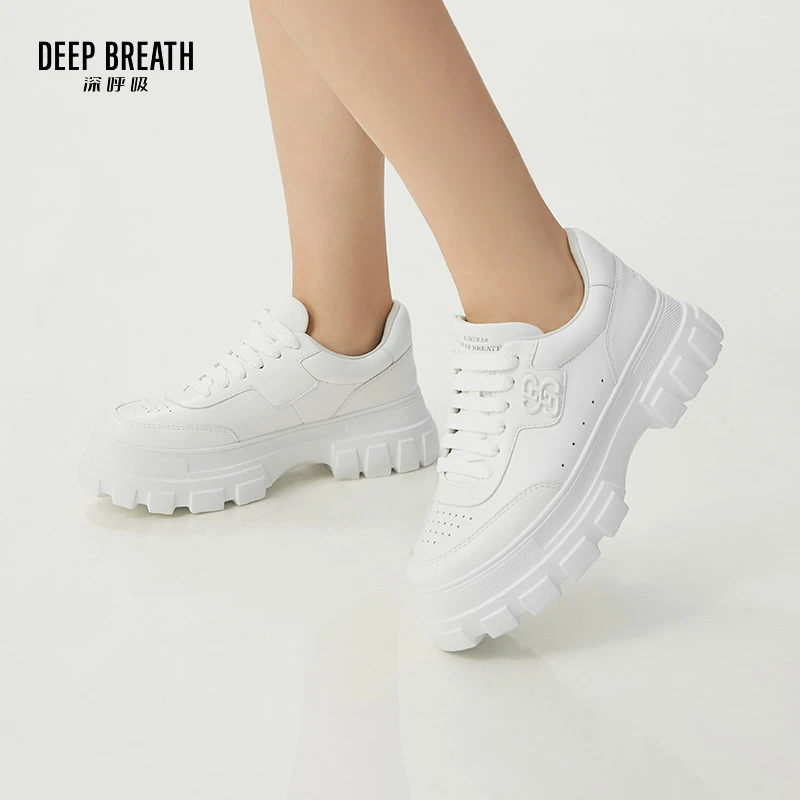 DEEP BREATH深呼吸 厚底乾坤logo绑带低帮休闲鞋小白鞋AX12266