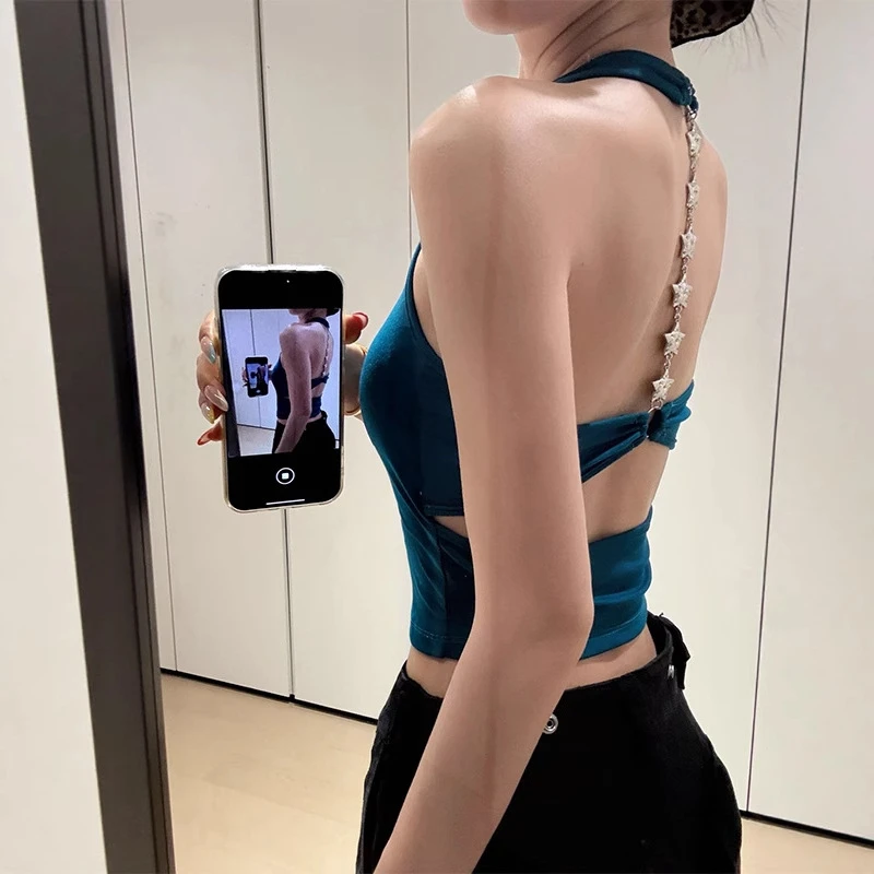 挂脖露背性感吊带背心女夏季内搭美背文胸一体带胸垫外穿无袖上衣