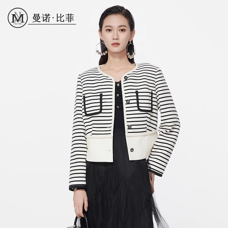 【芊芊专属】条纹针织开衫外套MFJG112237