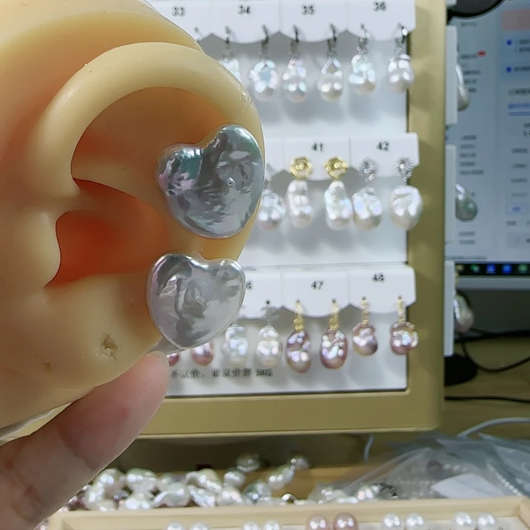 淡水珍珠耳钉（特价有瑕）银S925镶嵌