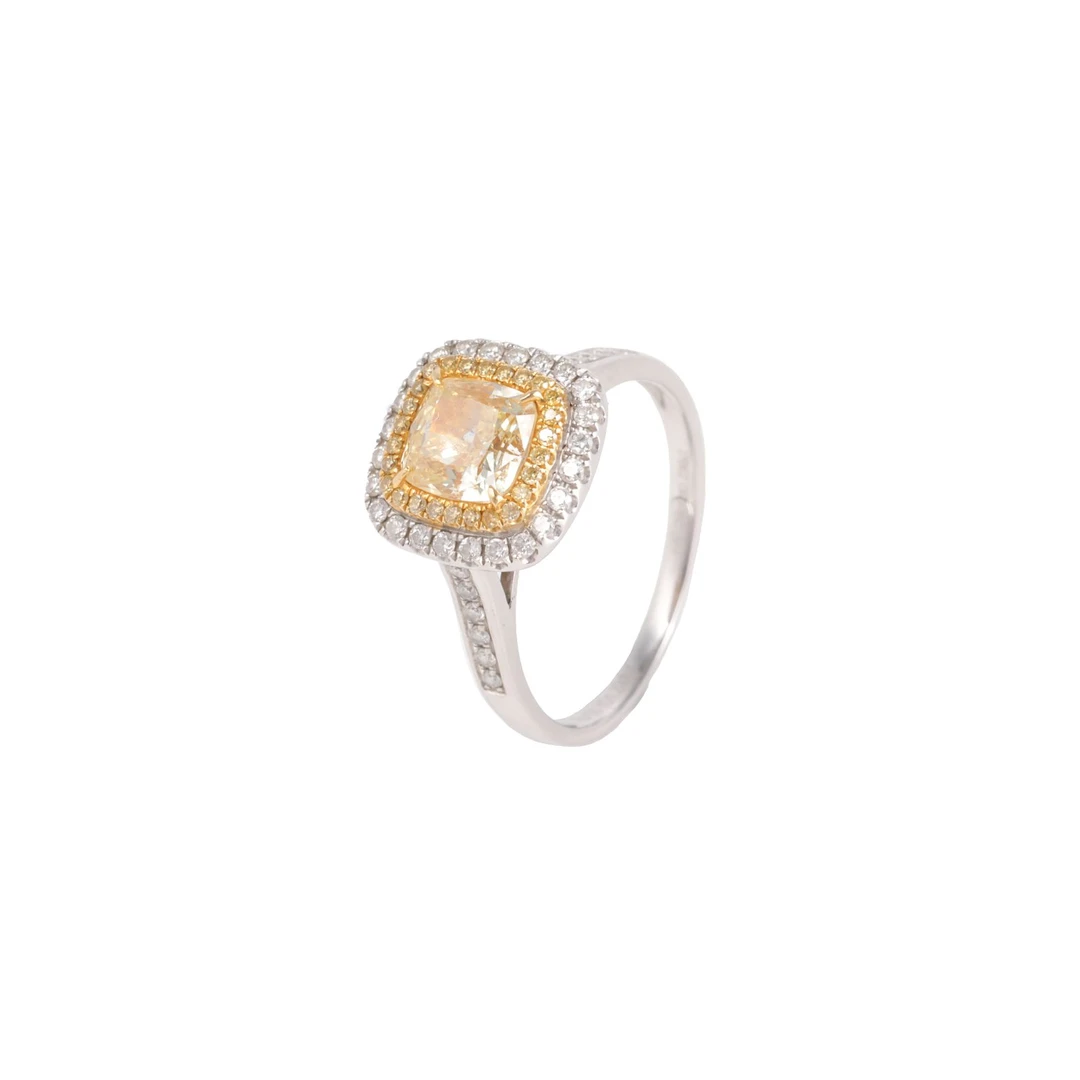 99新 Cartier/卡地亚 小花Jerry 白金 钻戒 定制黄钻一克拉52