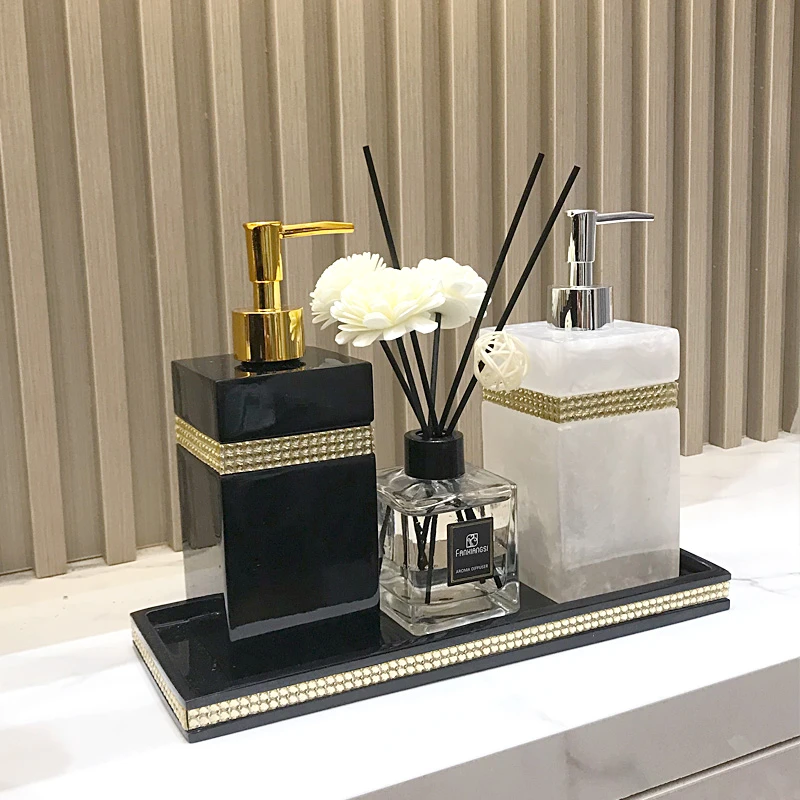 轻奢乳液瓶浴室洗手液瓶子按压沐浴露洗发水瓶空瓶分装瓶酒店托盘