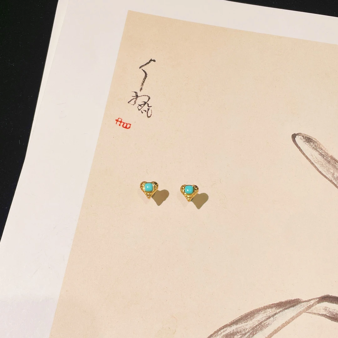 【云上雅岚】心动丨C69102-S925银绿松石耳钉-多样性发一件-3.5mm+