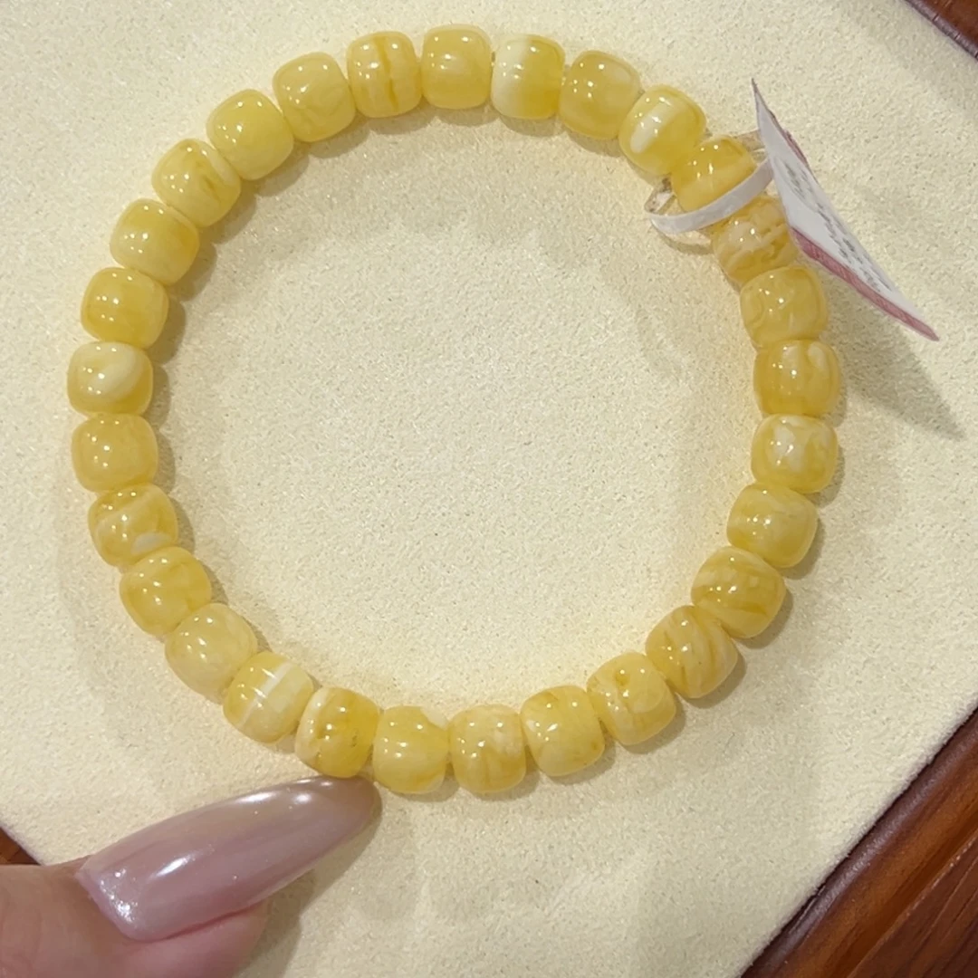 蜜蜡未镶嵌手链7.5m虎皮老型手串