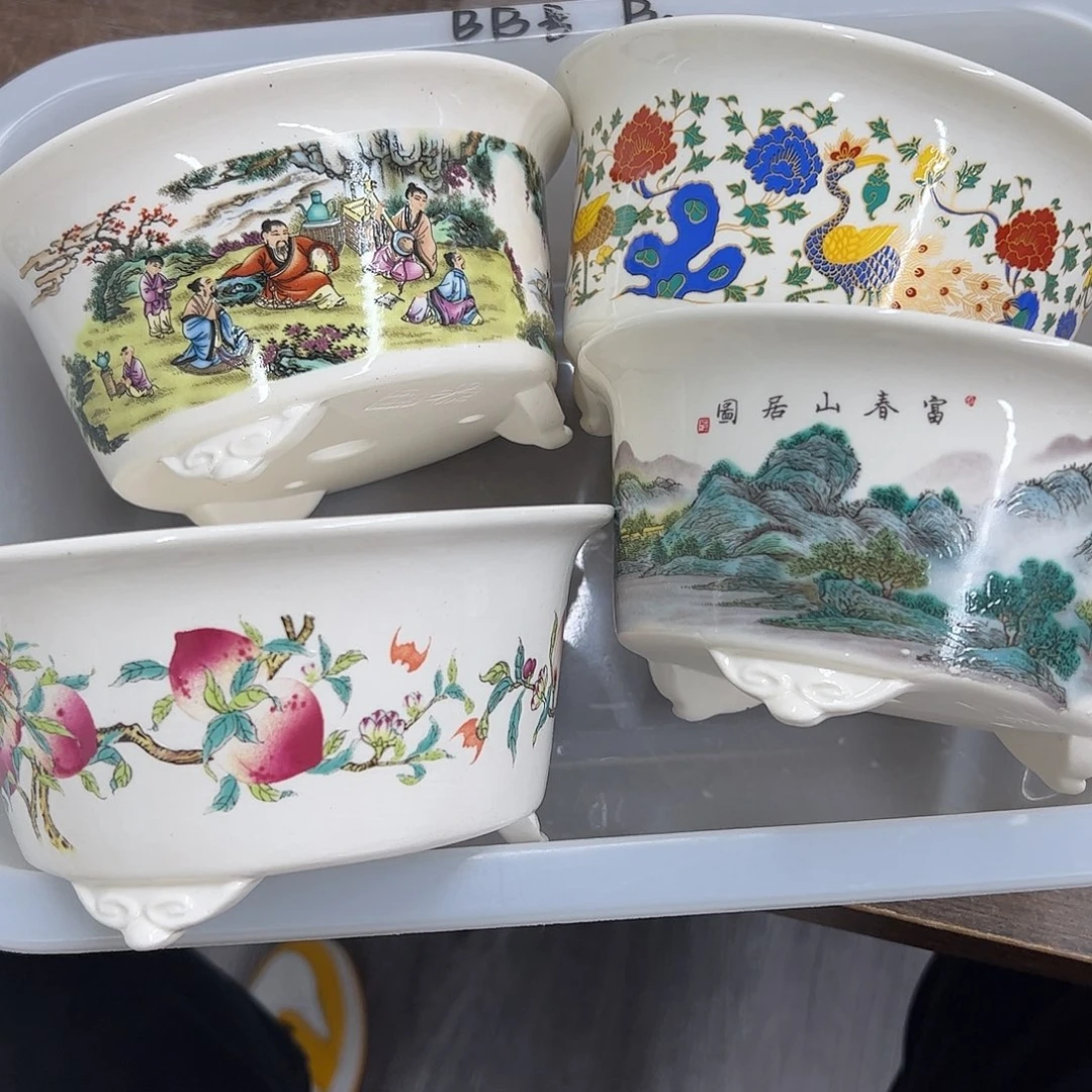 紫砂花盆养***哥B号瑕疵4个15/7.5cm