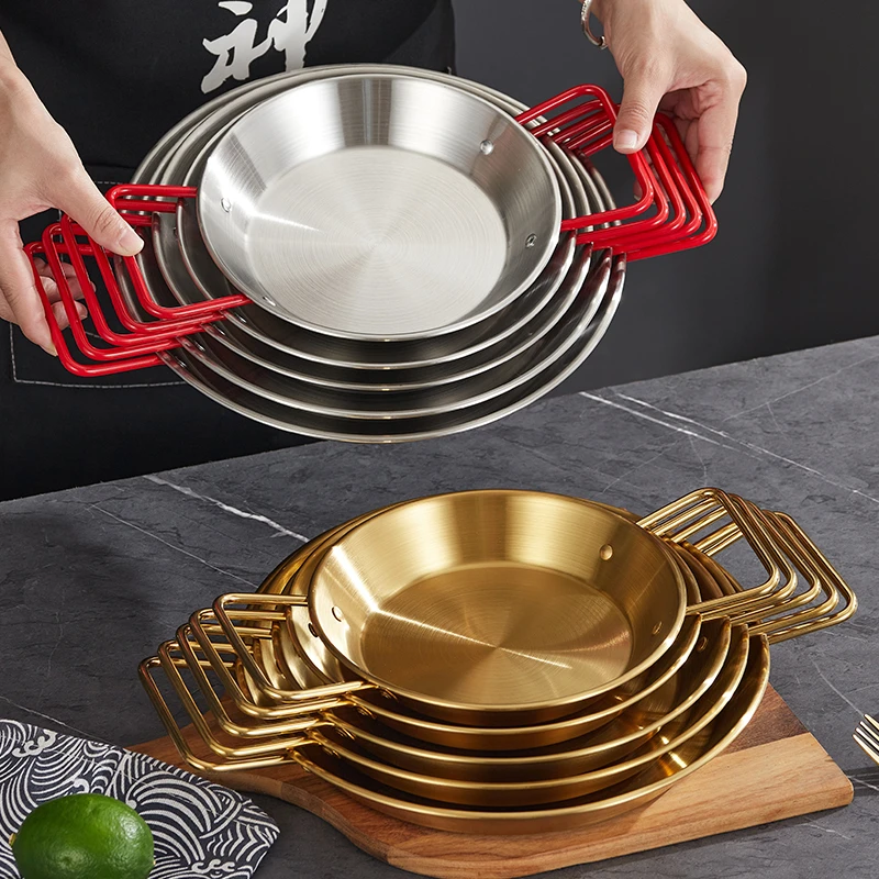 韩式创意海鲜锅多用锅不锈钢加厚商用双耳家用