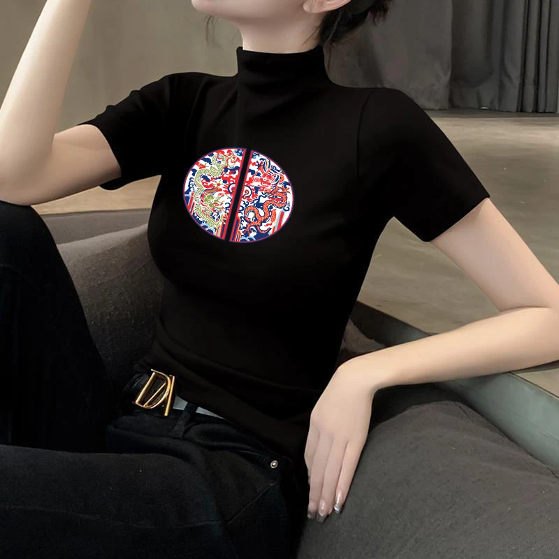 2025莫代尔新中式短袖t恤女装高级感修身体恤上衣夏季薄款打底衫