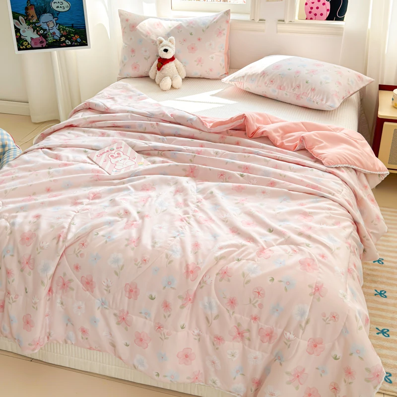 【沐梵家居】粉丝福利！新款印花超柔水洗棉单夏被-桃夭