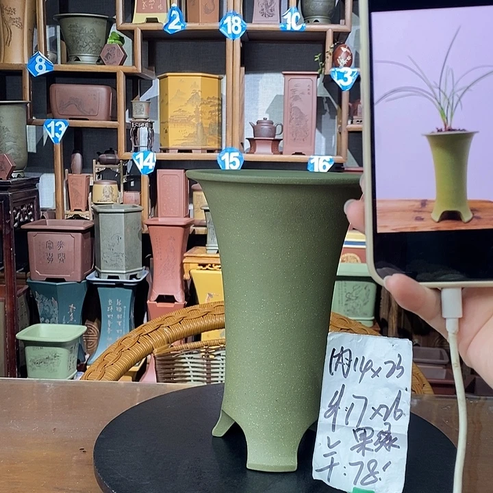 紫砂花盆果绿泥爆款