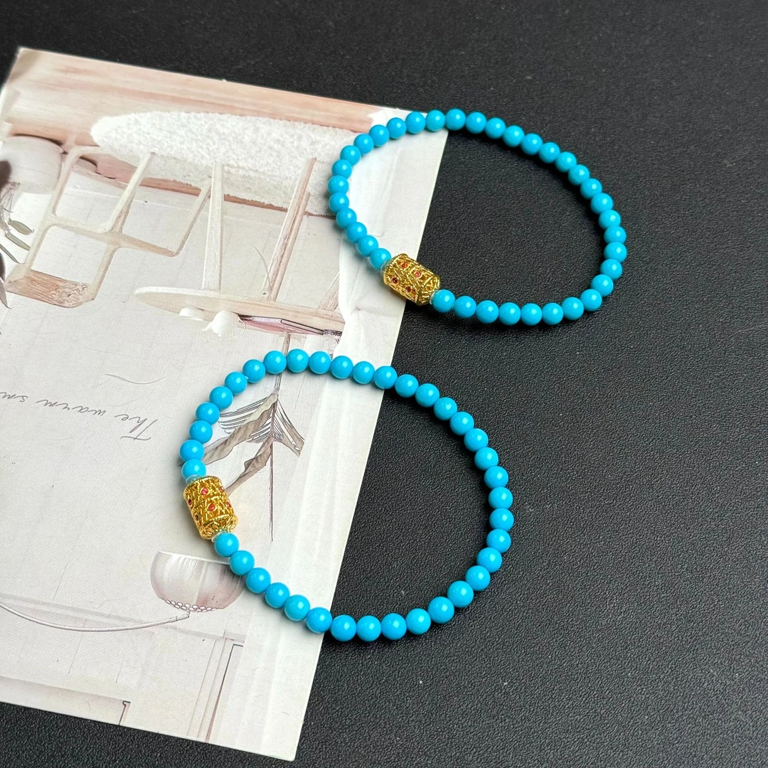 【网瓷】18K金绿松石圆珠手串（多样性发其一）SCY4102158