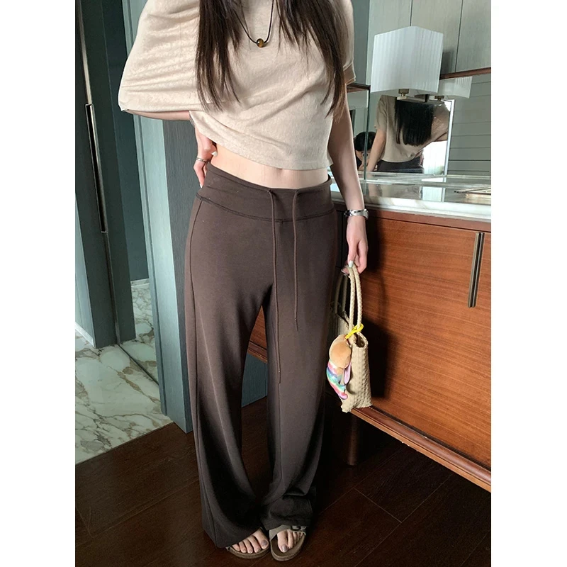 孕妇裤子2025新款长裤阔腿裤慵懒风早秋拼接纯色休闲裤时髦春秋季