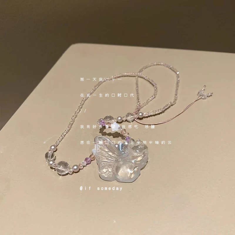 【白色九尾】水晶精致项链小众百搭设计感时尚个性毛衣链