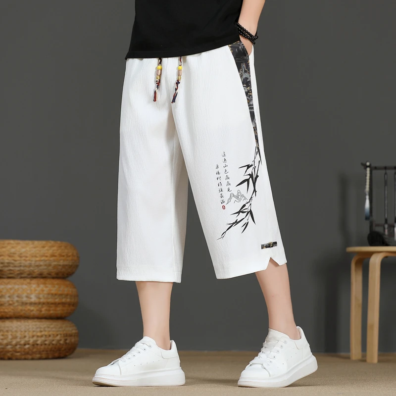 国风七分裤男士夏季新款民族风休闲裤子时尚百搭新中式直筒短裤