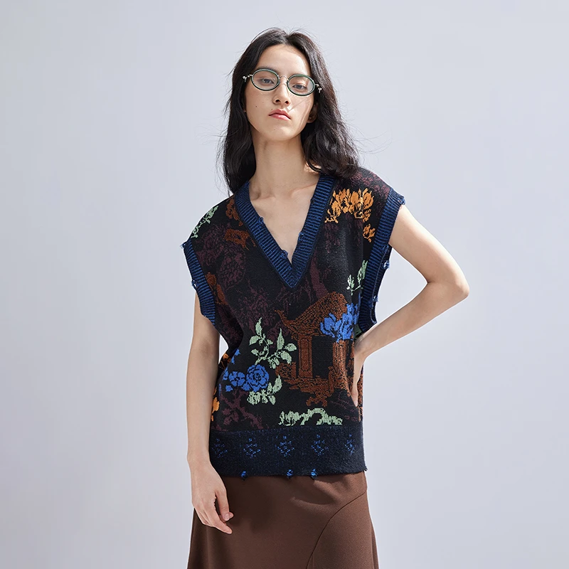 【达人专属】播层次感色彩花纹马甲BDR1SD0418