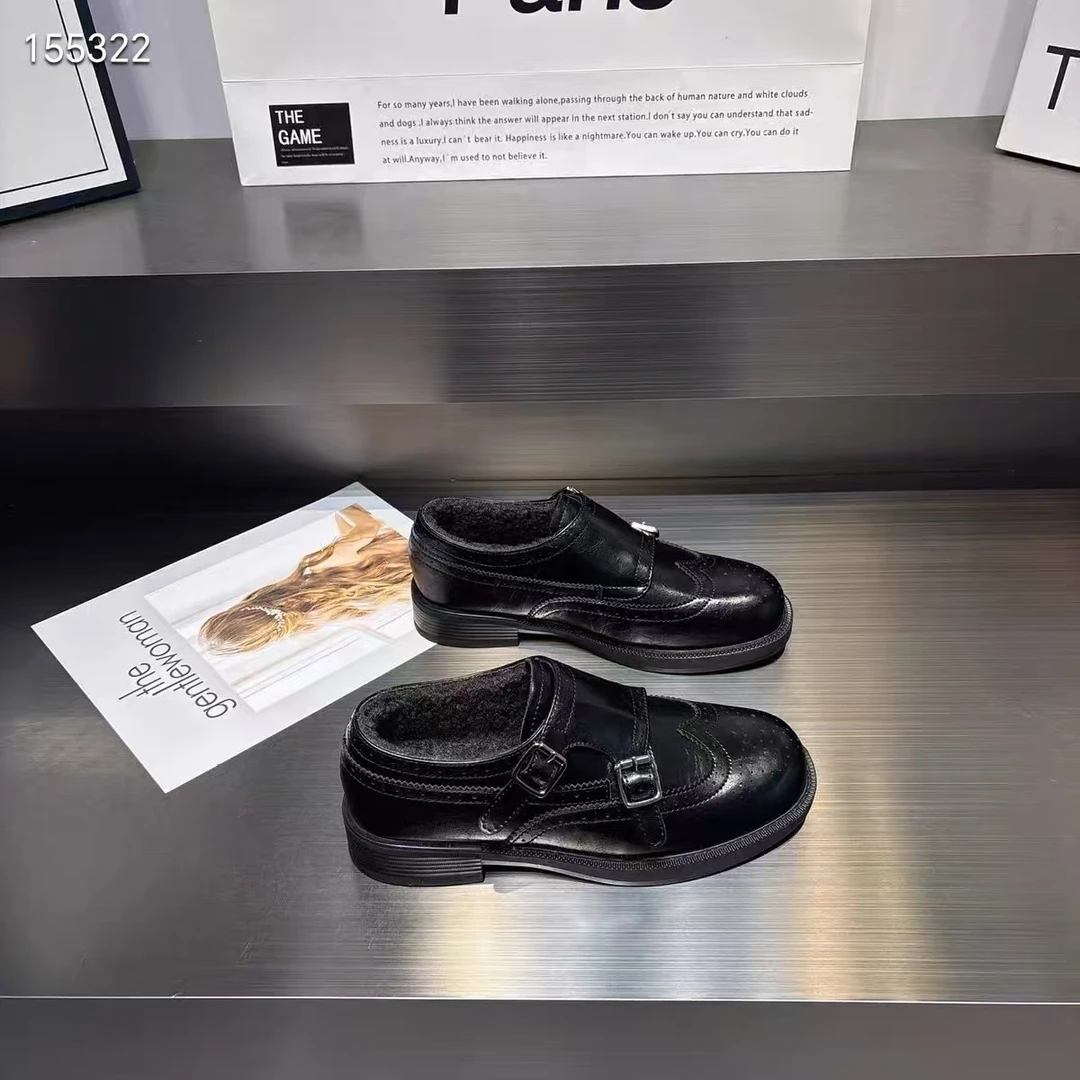 女鞋单鞋一脚蹬加绒保暖