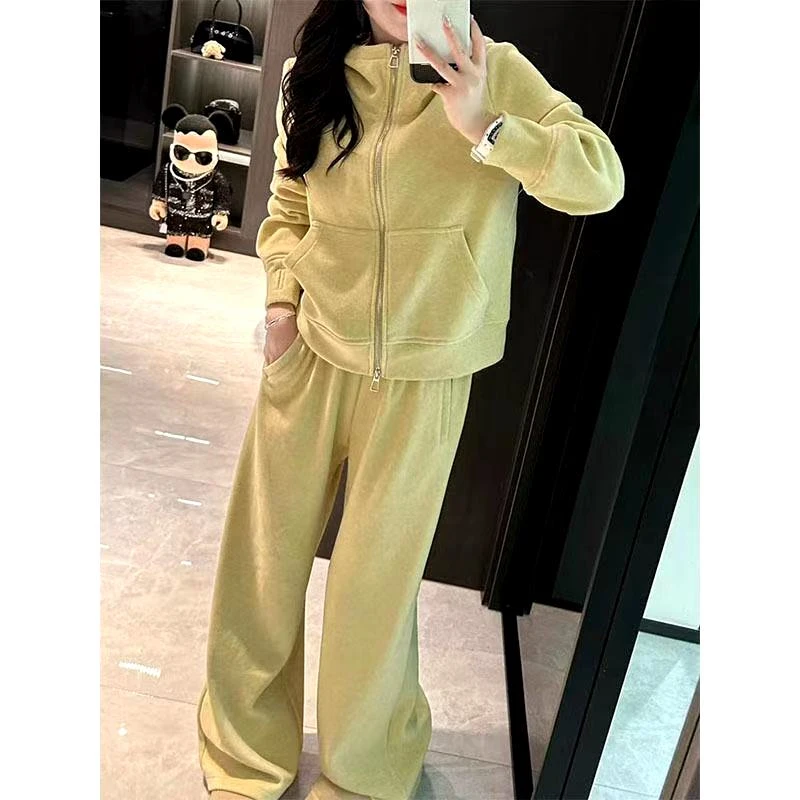 春季休闲2025卫衣套装新款纯色洋气减龄外套时尚两件套