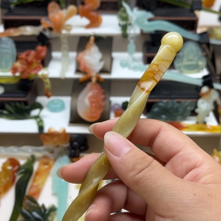 蛇纹石玉未镶嵌岫玉发簪