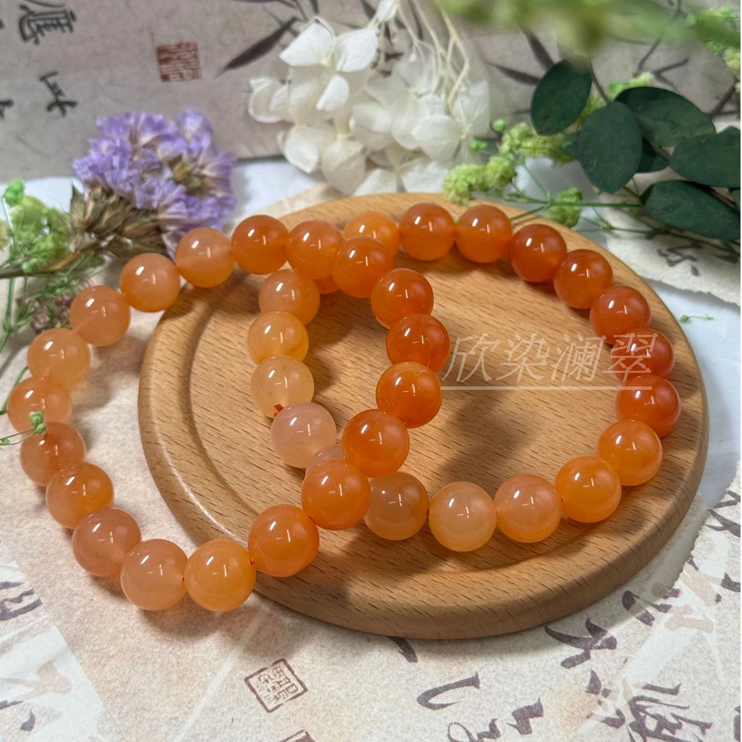 春秋必备显白款金丝玉柿子红卡10mmH006