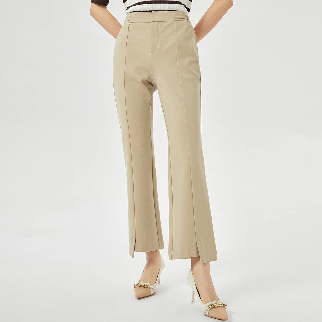 【岚岚专属】时尚简约修身冰丝喇叭裤九分休闲裤女NV03661D1