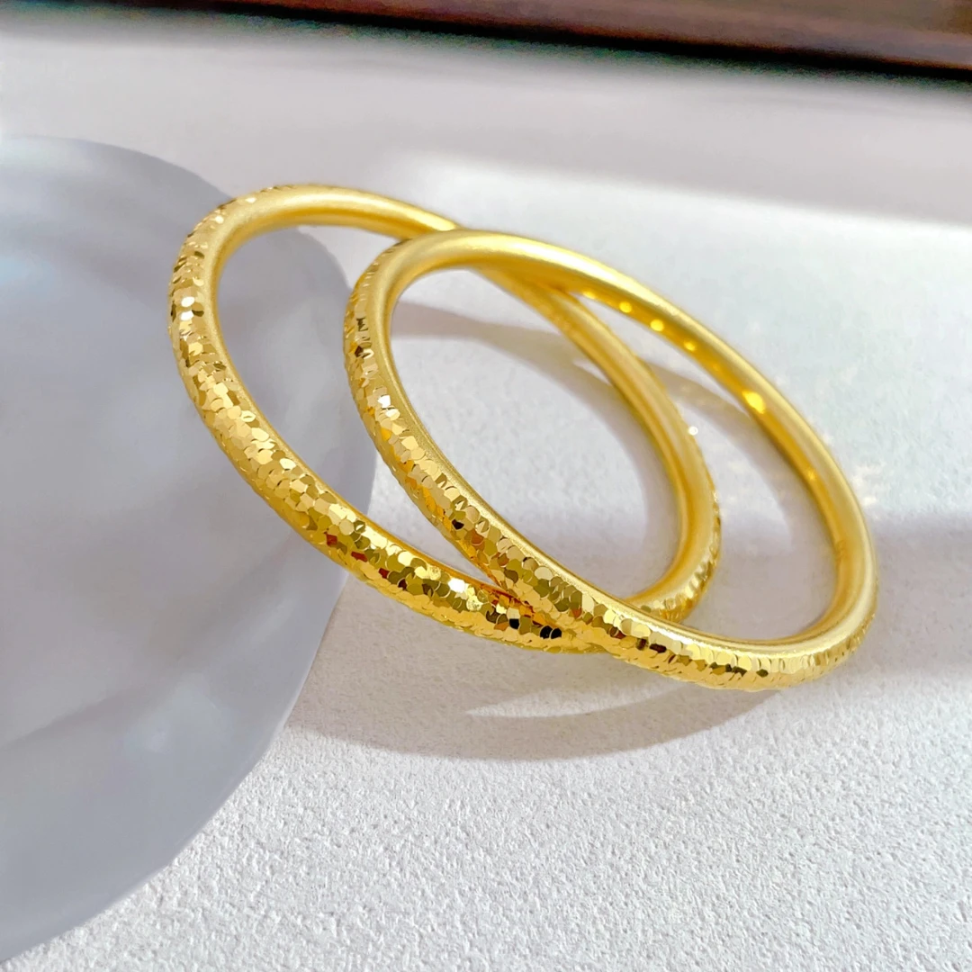 合金手镯 HEMEI/赫美 轻奢 卡5爆闪岁岁金碎冰冰手镯镀K金