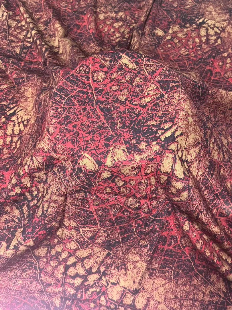 绵绸布料 红色龟裂纹睡衣连衣裙