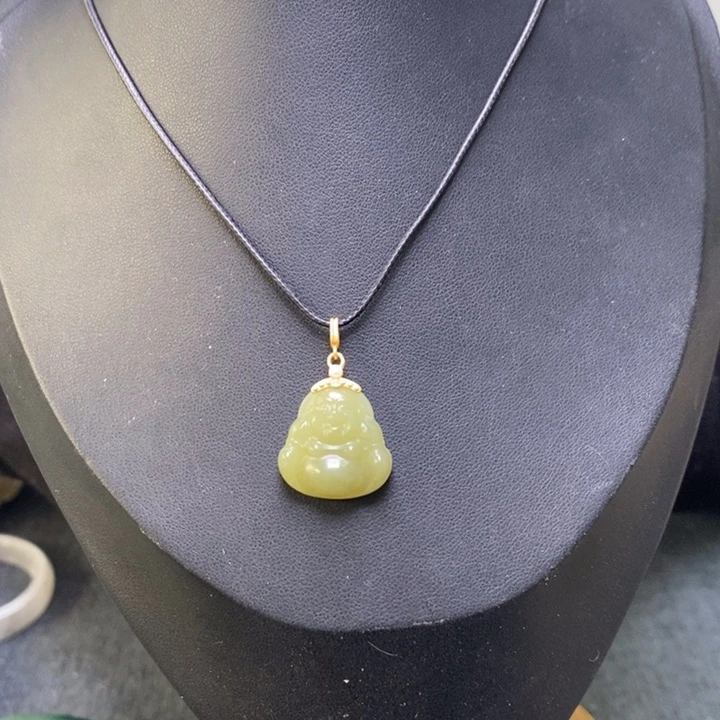 和田玉颈饰银S925镶嵌佛