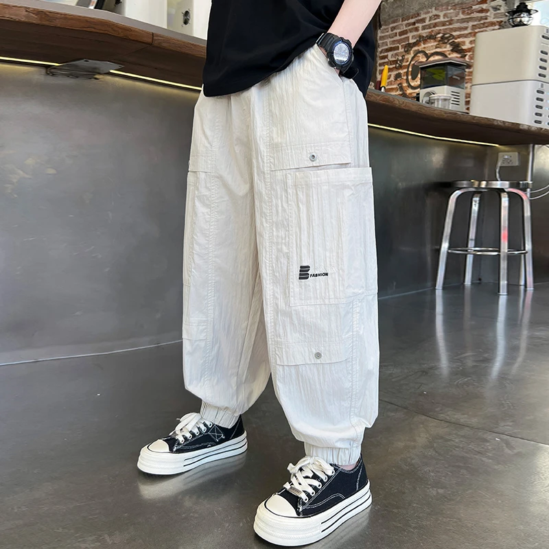 儿童夏装2025新款大男童装裤子冰丝透气防蚊裤夏季薄款运动速干裤