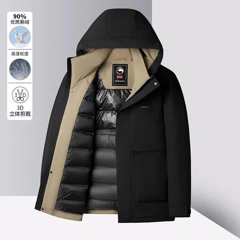【三防工装鹅绒服】男士冬季保暖鹅绒羽绒服连帽-3986