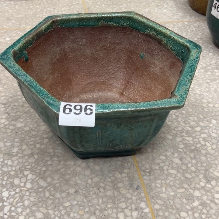 B***n软陶铜官窑六方花盆摆件