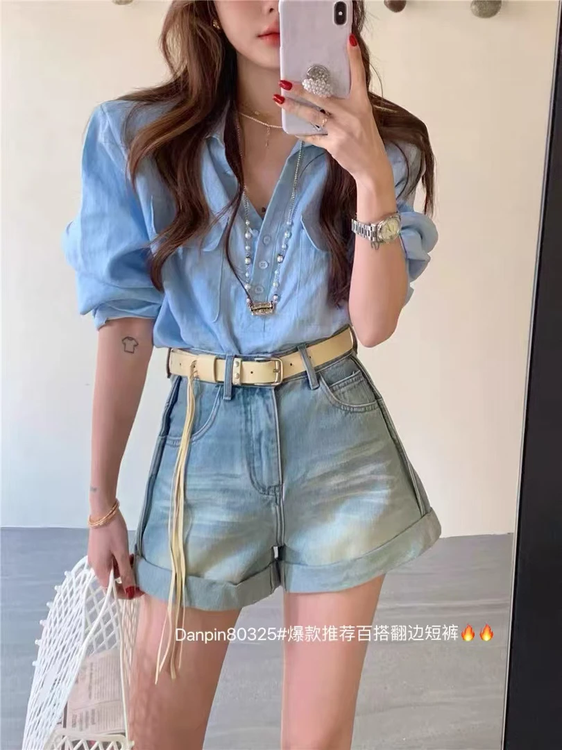 七彩单品高腰短裤ins淑女韩系风30938-80325