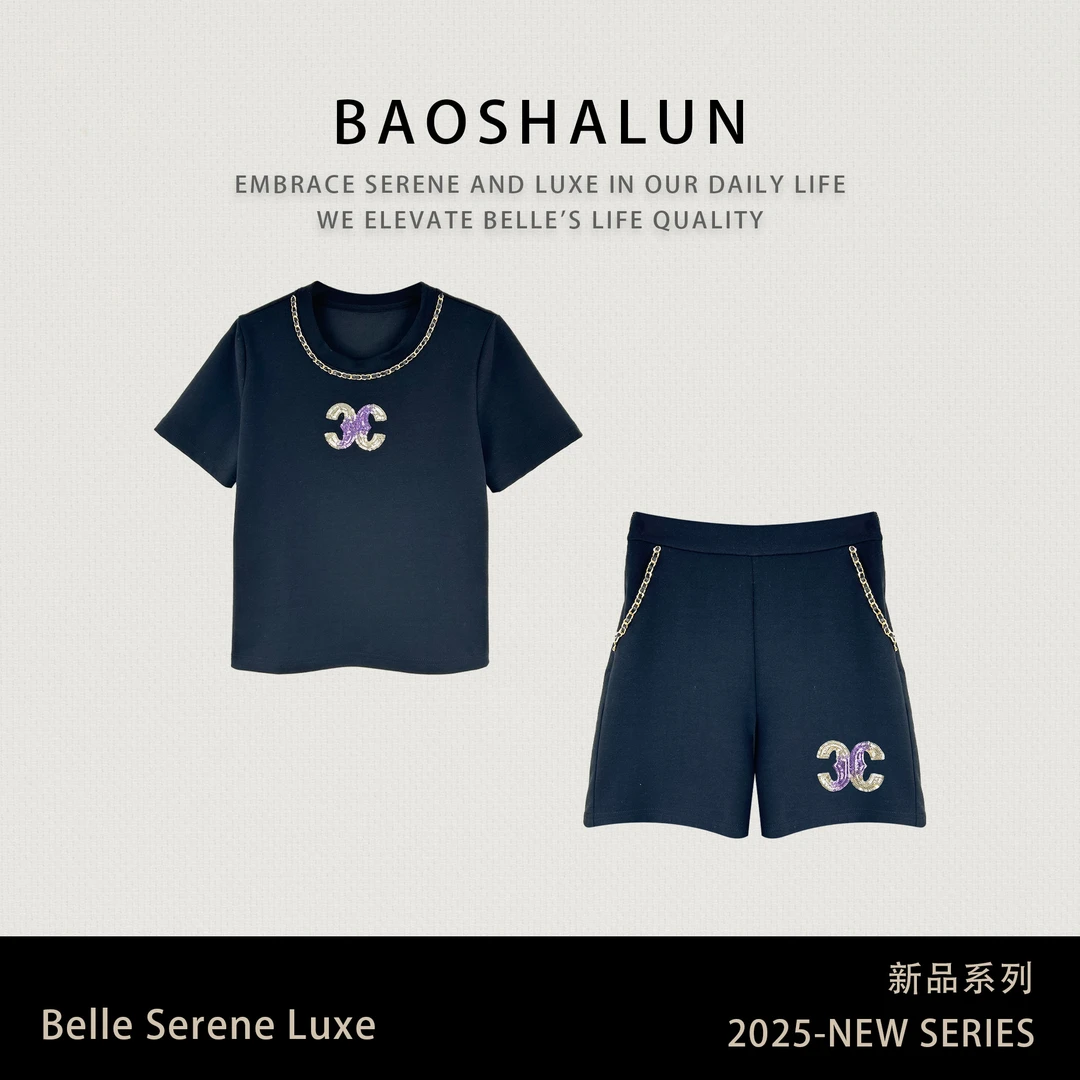 宝莎伦夏季女款轻奢高端套装2025炸街潮款时尚流行高级休闲套装女