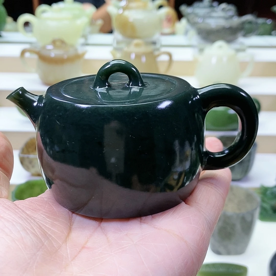 和田玉未镶嵌挂件茶壶150m l