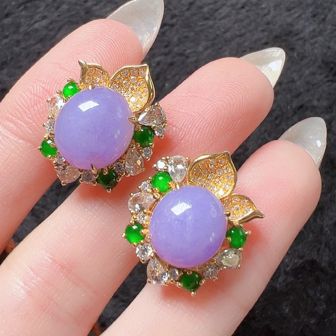 翡翠耳饰18K金镶嵌签收后24小时鉴赏期，过时不退