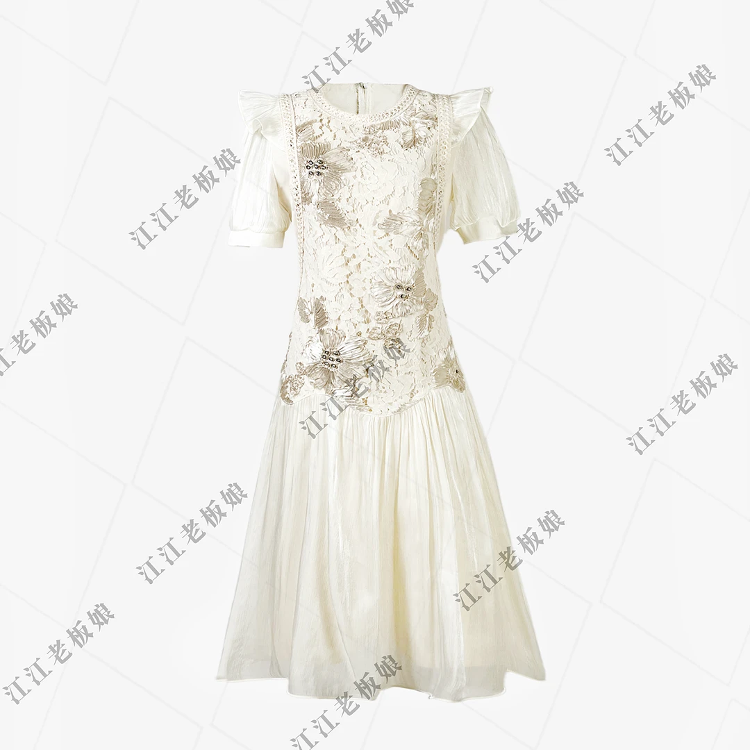 【李不了】2025法式轻奢气质设计感飞飞袖连衣裙女Q1581