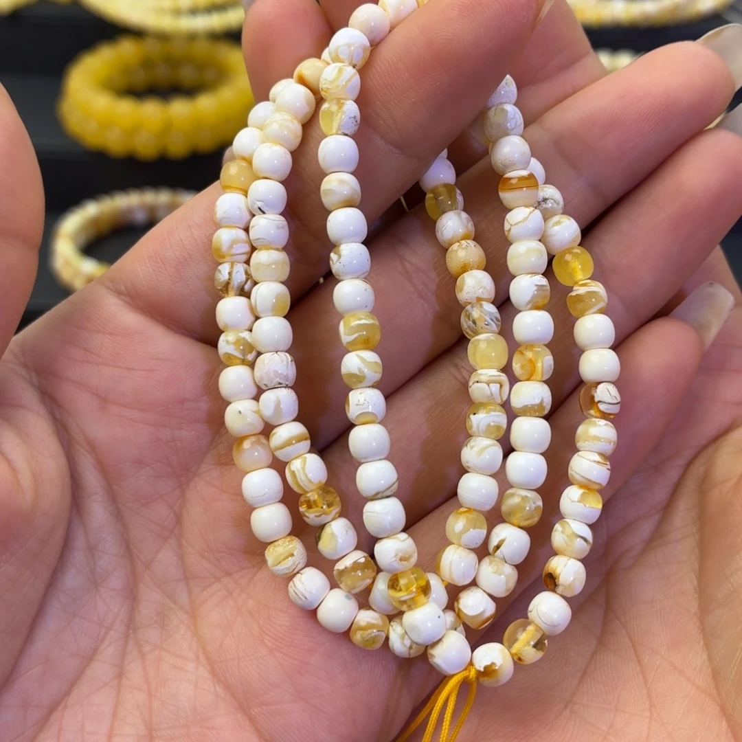 琥珀未镶嵌珠宝奇石瓷白彩沁5