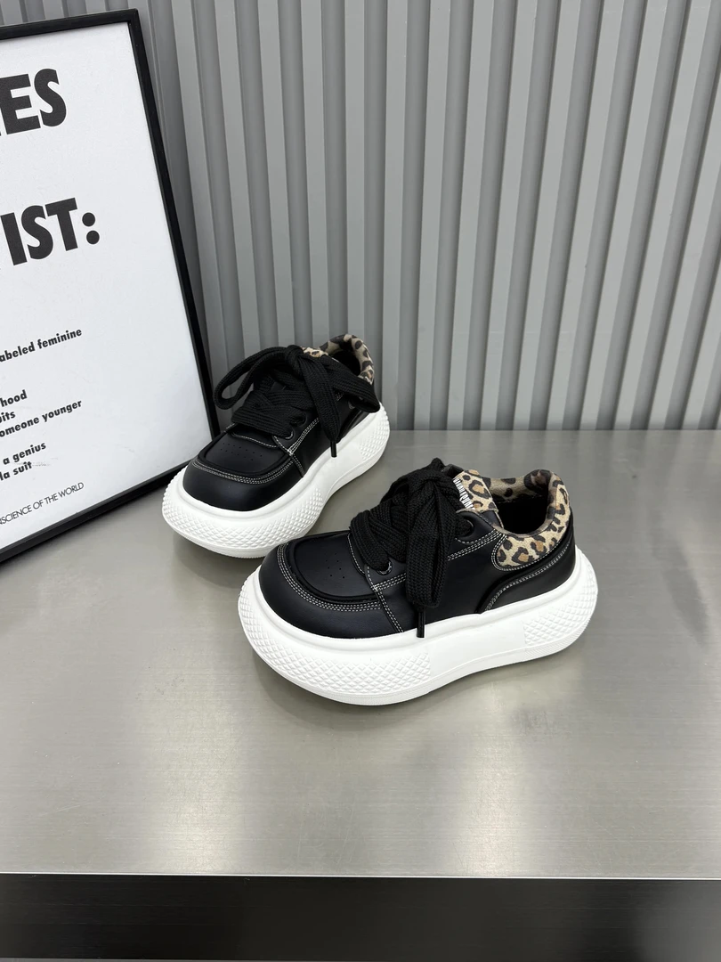 91-2时尚丑萌鞋大头鞋2026春百搭休闲新年红舒适拼色小个子豹纹