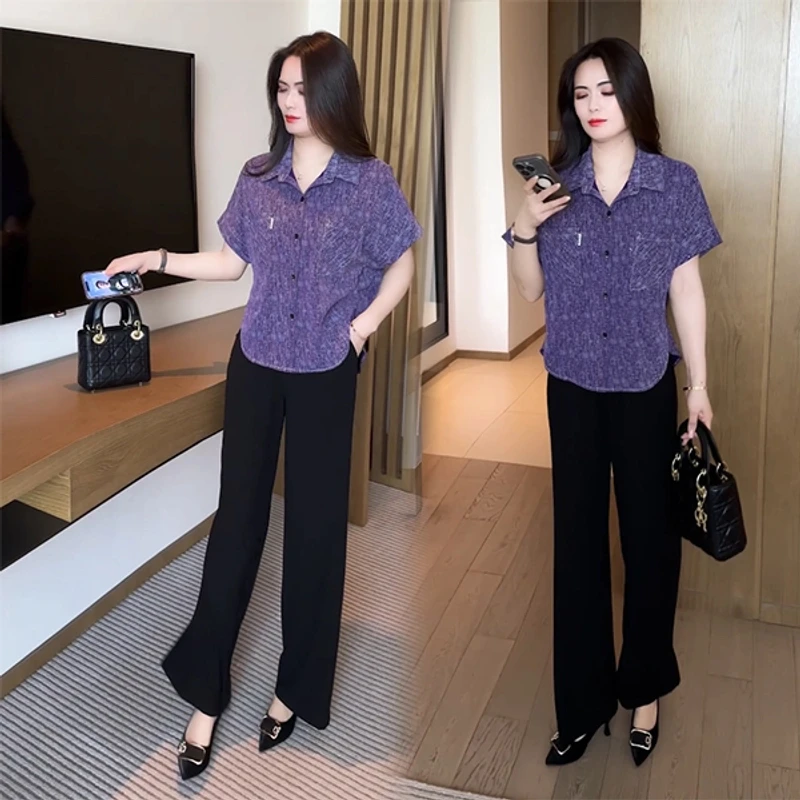 夏季穿搭衬衫休闲时尚洋气气质显瘦减龄女神短袖上衣薄款高腰