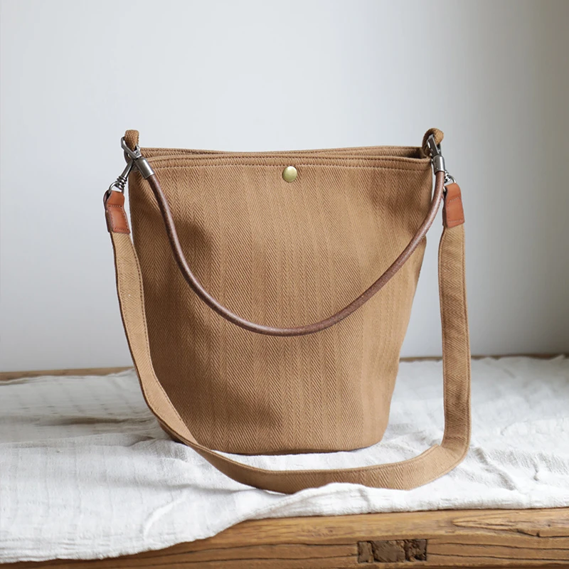 庸庸布包原创桶包经典 麻棉设计师小众品牌软而不塌单肩斜挎包