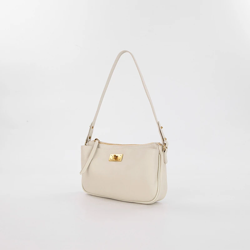 食草堂2025夏季新款头层牛皮女士休闲通勤单肩腋下麻将包米洛（H）