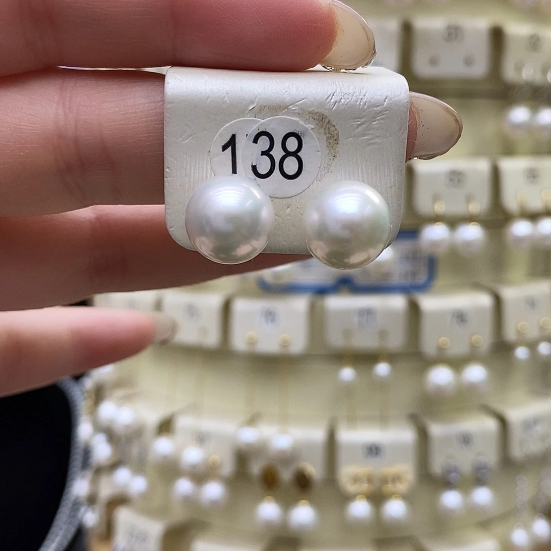 耳饰银S925镶嵌淡水珍珠